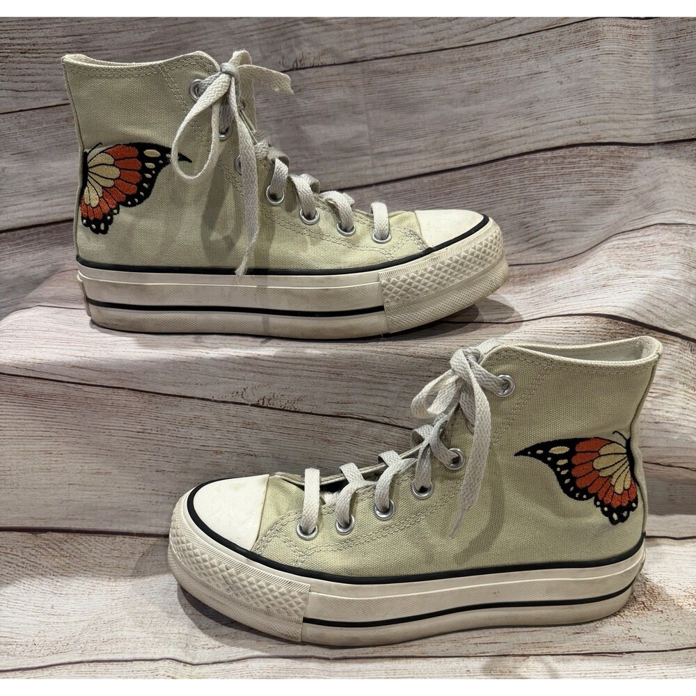 Converse Chuck Taylor All Star High Top Lift Platform Butterfly Sage Green 6